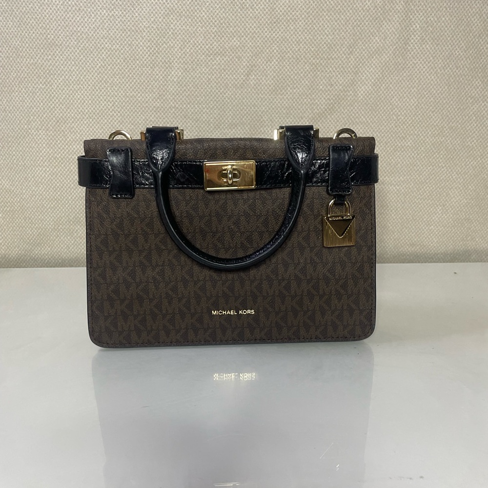 Michael Kors Small Black and Brown Logo Crossbody